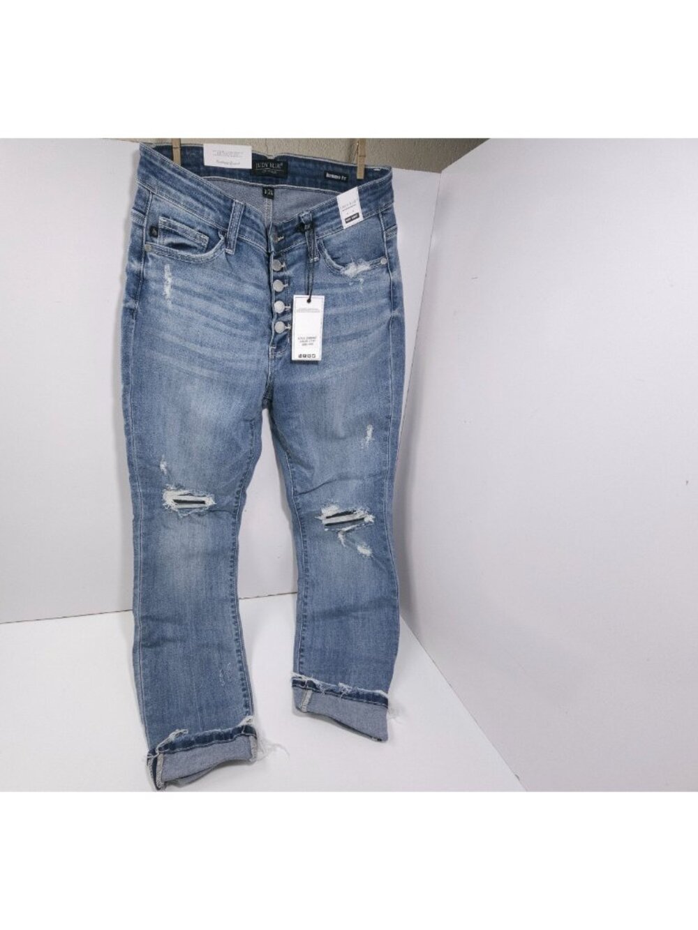 Judy Blue Womens Size 3/26 High Waist Button Fly Distressed Light Wash Jeans NWT